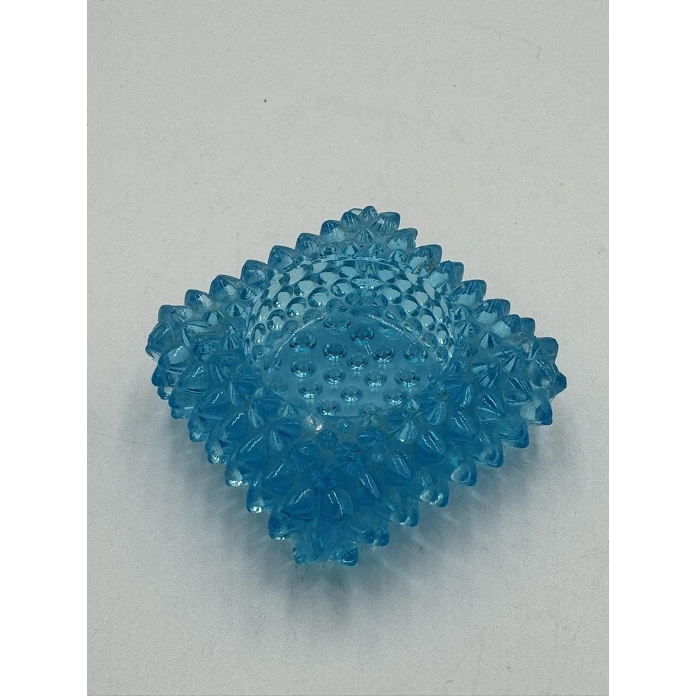 VTG Fenton Blue Hobnail Square Salt Cellar Ashtray, Tea light Candle Holder